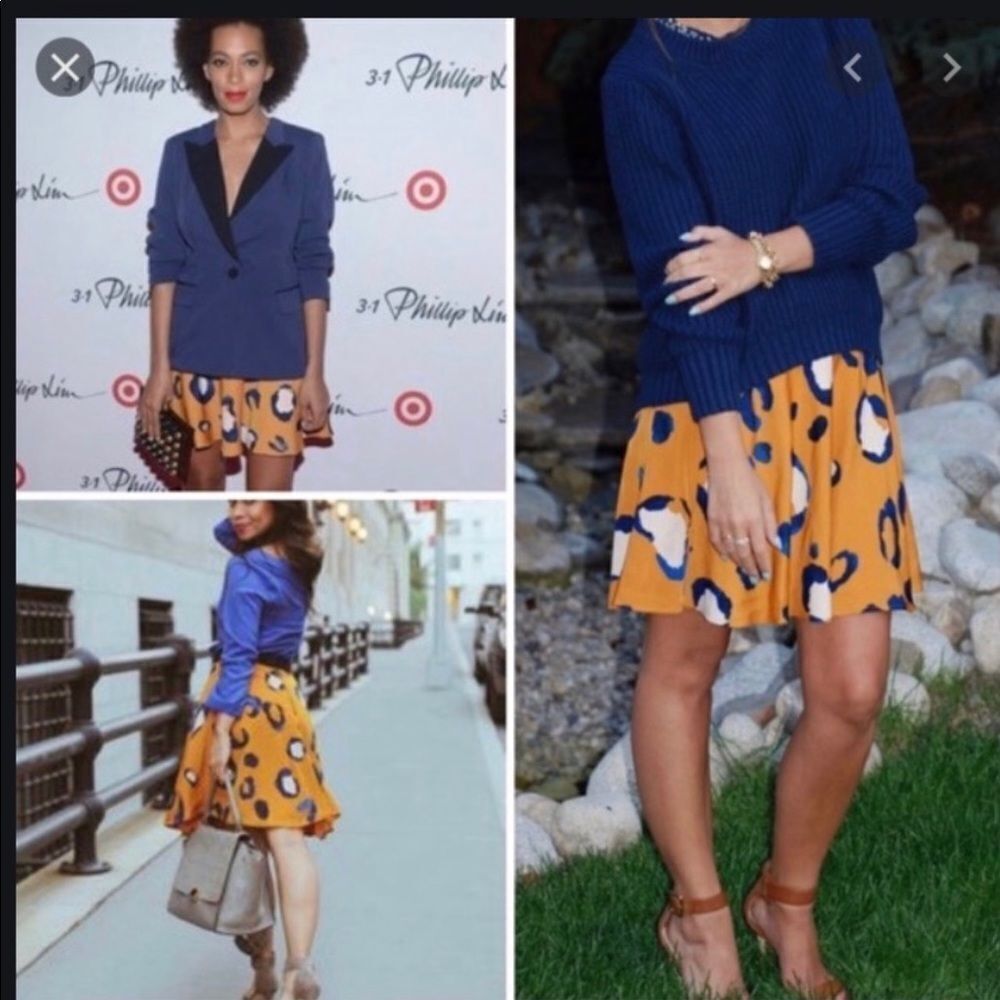 3.1 Phillip Lim mustard blue print mini skirt 4
